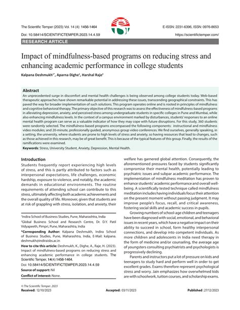 the impact of mindfulness and test anxiety on academic performance|importance of mindfulness in college.